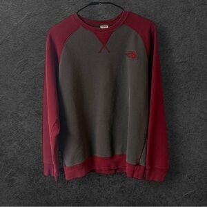 The North Face Men's Burgundy and Charcoal Crewneck Sweater
